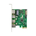 PCIe x1 3-Port USB 3.0 Type-A USB Host Card with Gigabit Ethernet LAN Card