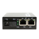 Single Fiber Gigabit Ethernet WDM / BiDi Fiber Media Converter, 1-port Fiber & 2-port RJ45, Tx:1490nm/Rx:1550nm, Singlemode, 80km